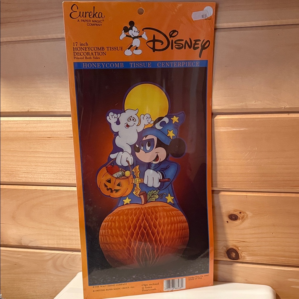 Vintage 80’s Disney Mickey Mouse MM Halloween Honeycomb Tissue Decor Table NOS